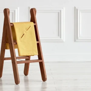 Babydeken voor babyzitje zomerlinnen geel mosterdgeel